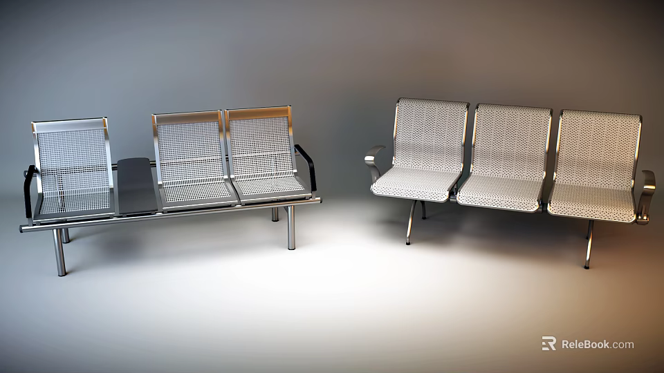 Modern Public Chairs With Metal Frame And Mesh Seating For Waiting Areas 3d model 