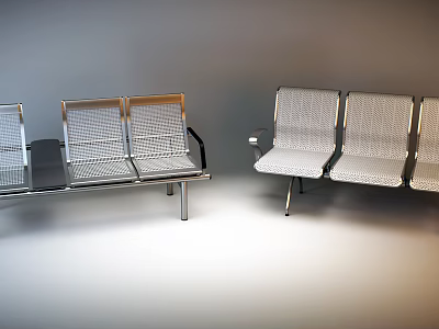 Modern Public Chairs With Metal Frame And Mesh Seating For Waiting Areas 3d model