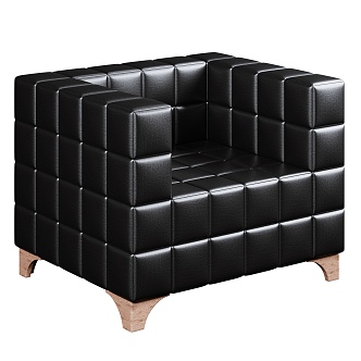 Modern Single Sofa Designer Simple Living Room Square Classic Genuine Leather Coubas Sofa for Small Apartment 3d model