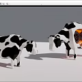 Artistic Cow Sculpture with Black White Spots and Open Mechanical Gear Interior Design