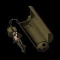 Military Green Weapon System Mounted On Motorcycle Trailer With Cylindrical Structure
