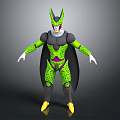 Green Armored Character With Horned Helmet Black Cape Yellow Boots Spotted Pattern 3D Model Design