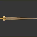 Long Sword With Golden Hilt Metallic Blade And Reflection On Dark Background