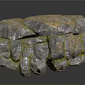 Wooden Stone Decorative Structure with Blue Green Orange Crystalline Glossy Stacked Surface
