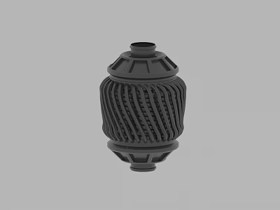 Black Cylindrical Industrial Part With Detailed Textured Surface And Top Opening 3d model