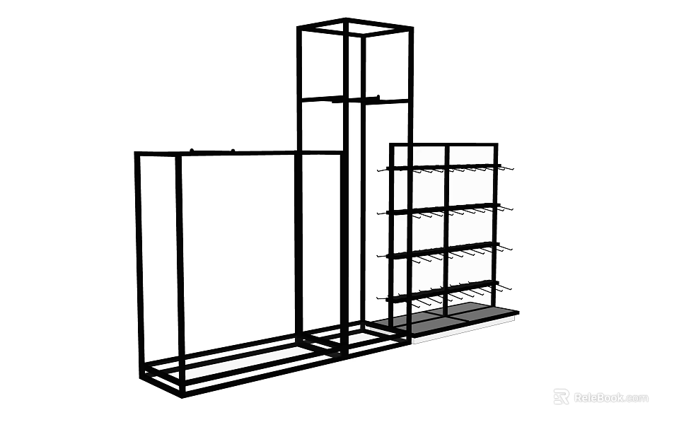 Metal Display Shelves With Sturdy Frame And Multiple Storage Layers 3d model 