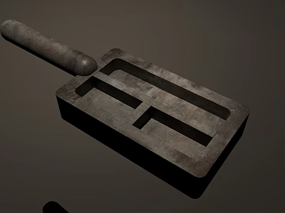 Handheld Metal Tool With Long Handle And Square Base Grooves Design 3d model