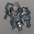 Game Movie Character Male Warrior In Detailed Metal Armor With Shoulder Plates
