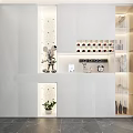 Modern White Wine Cabinet With Glass Doors Built In Lighting And Display Storage