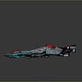 Futuristic Formula 1 Car With Blue Red Neon Lights On Hexagonal Red Base