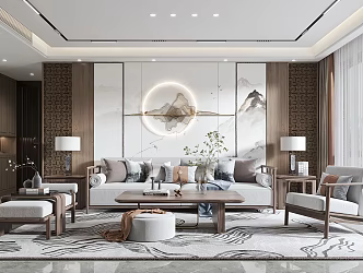New Chinese Living Room 3d model