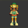 Game Movie Character Wearing Green Hat With Yellow Ears Holding Green Camera In Vibrant Outfit