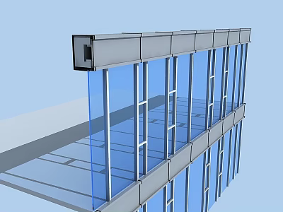 Modern Architectural Glass Curtain Wall With Metal Frame Structure Components 3d model