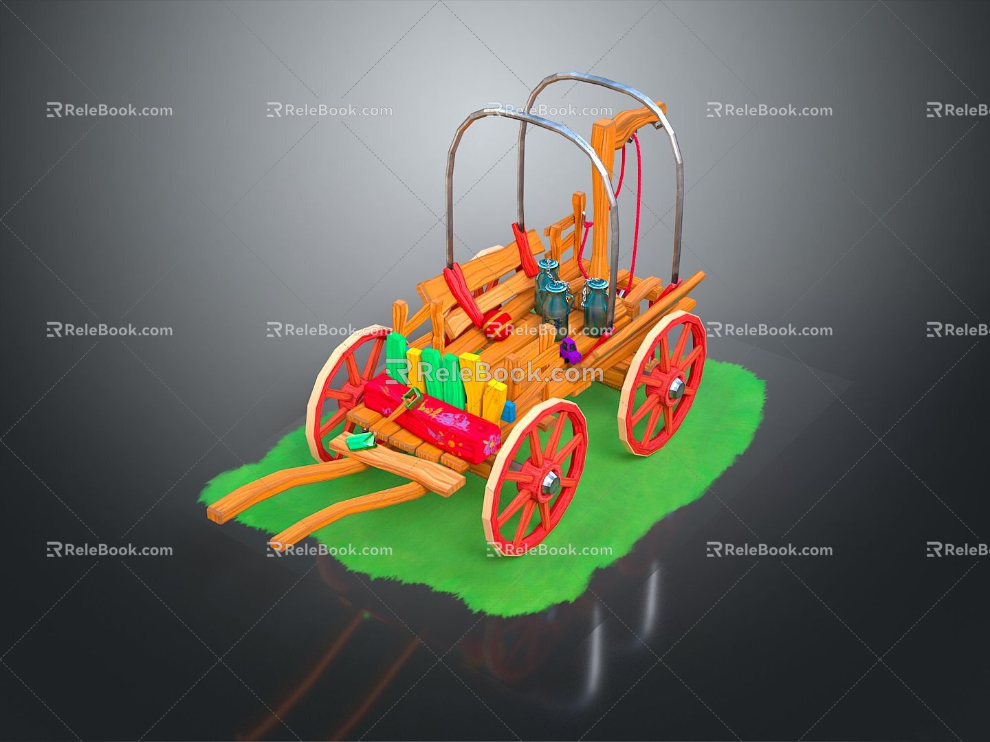 Modern ancient frame car rickhuke frame car trolley 3d model