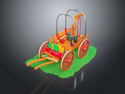 Modern ancient frame car rickhuke frame car trolley 3d model