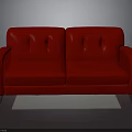 Red Sofa With Tufted Cushions Armrests And Wooden Legs For Living Room