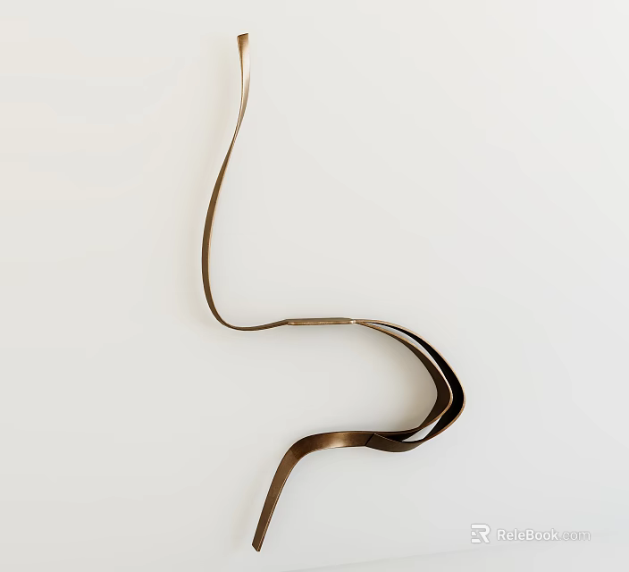 Soft Curved Brown Ribbon on Clean White Background with Flowing Shape 3d model 