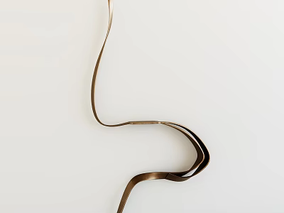 Soft Curved Brown Ribbon on Clean White Background with Flowing Shape 3d model