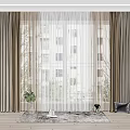 Elegant Beige Curtains With White Sheer Panels For Living Room Window