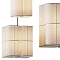 Modern Fabric Shade Chandelier With Rectangular Lampshades And Layered Hanging Design Structure 3d model
