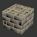 Grey Concrete Block Cube Structure With Square Holes And Stacked Design 3d model