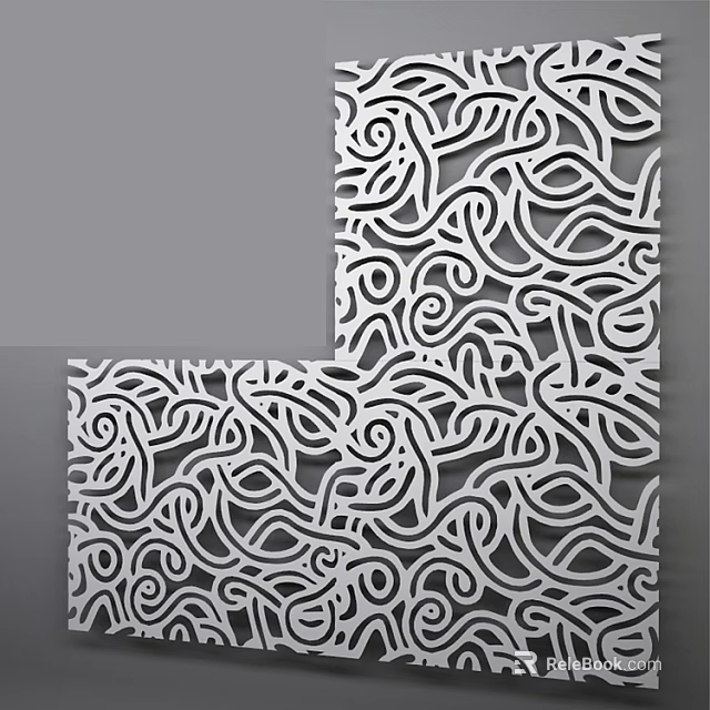 Modern White Decorative Wall Panel With Intricate Laser Cut Curved Pattern 3d model 