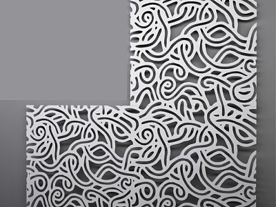 Modern White Decorative Wall Panel With Intricate Laser Cut Curved Pattern 3d model