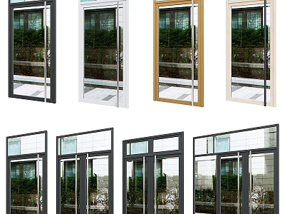 Modern Casement Doors In Various Colors With Aluminum Frames And Tempered Glass Panels 3d model