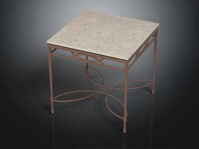 Modern Square Table with Smooth Marble Top and Curved Metal Legs Design 3d model