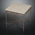 Modern Square Table with Smooth Marble Top and Curved Metal Legs Design