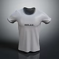 White short sleeve T-shirt with contrast neck cuff trim front printed RELAX text