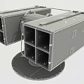 Gray Military Weapon Mechanical Structure With Square Modules And Base Platform 3d model
