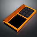 Orange Portable Television With Small Digital Screen And Black Control Buttons 3d model