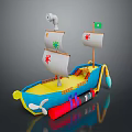 Vibrant Inflatable Toy Ship With Colorful Sails Slide And Green Flag