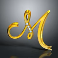 Decorative Commercial Equipment With Golden Letter M Design And Diamond Accents