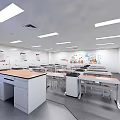 Modern Well Equipped Laboratory With Tables Stools And Smart Screens 3d model