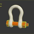 Strong Silver U Shaped Hardware Tool Shackle With Orange Threaded Nuts 3d model