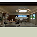 ADBC Bank Modern Lobby Interior With Marble Wall Reception Desk And Green Plant