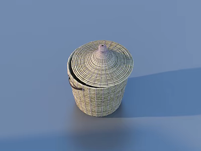 Handwoven Storage Basket With Lid Made Of Natural Fibers For Home Use 3d model
