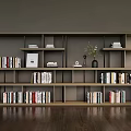 Modern Wooden Bookshelf With Open Shelves Filled With Books Decorative Vase And Photo Frame