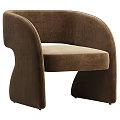 Plush Beige Modern Leisure Chair With Curved Armrests And Unique Base