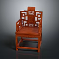 Classic Traditional Chinese Wooden Chair With Intricate Carved Backrest And Armrests