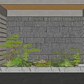 Tranquil Indoor Landscape With Gray Textured Walls Bonsai Pine Ferns White Stones And Crane Decor