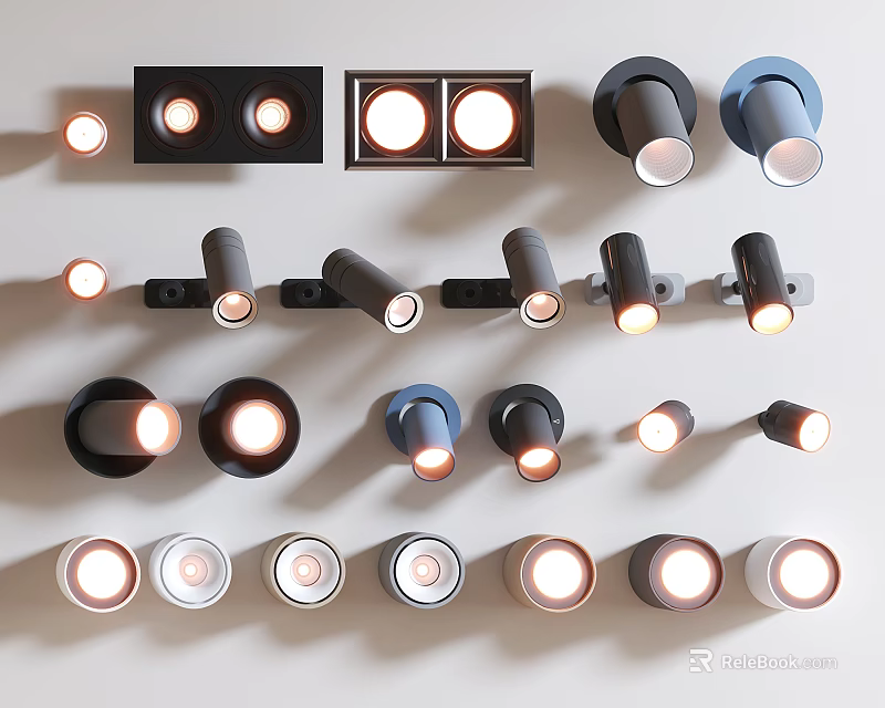 Modern Downlights And Spotlights With Various Designs For Home Interior Lighting 3d model