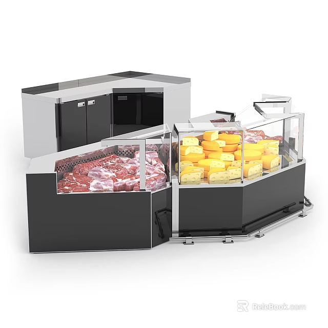 Modern Commercial Food Display Refrigerators With Glass Doors For Meat And Cheese 3d model 