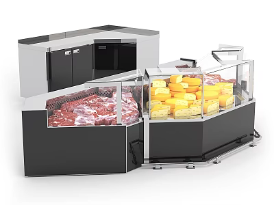 Modern Commercial Food Display Refrigerators With Glass Doors For Meat And Cheese 3d model
