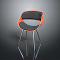 Modern Single Chair With Orange Black Upholstery and Sleek Metal Legs
