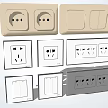 Modern Home Electrical Switch Panels with Various Designs and Socket Combinations 3d model