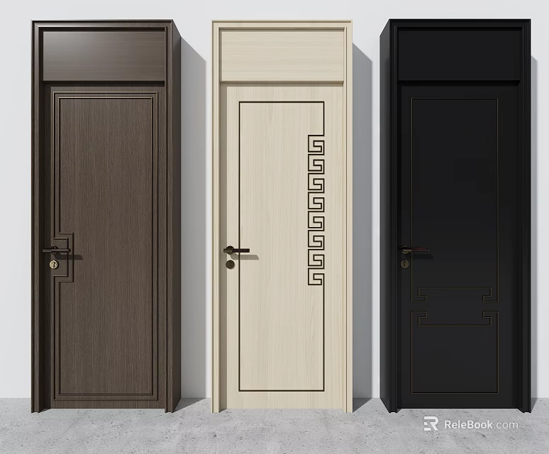 Modern Swing Doors with Different Colors and Patterned Panel Designs for Interior Use 3d model