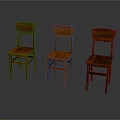 Three Wooden Chairs With Rustic Design For Home Interior Furniture